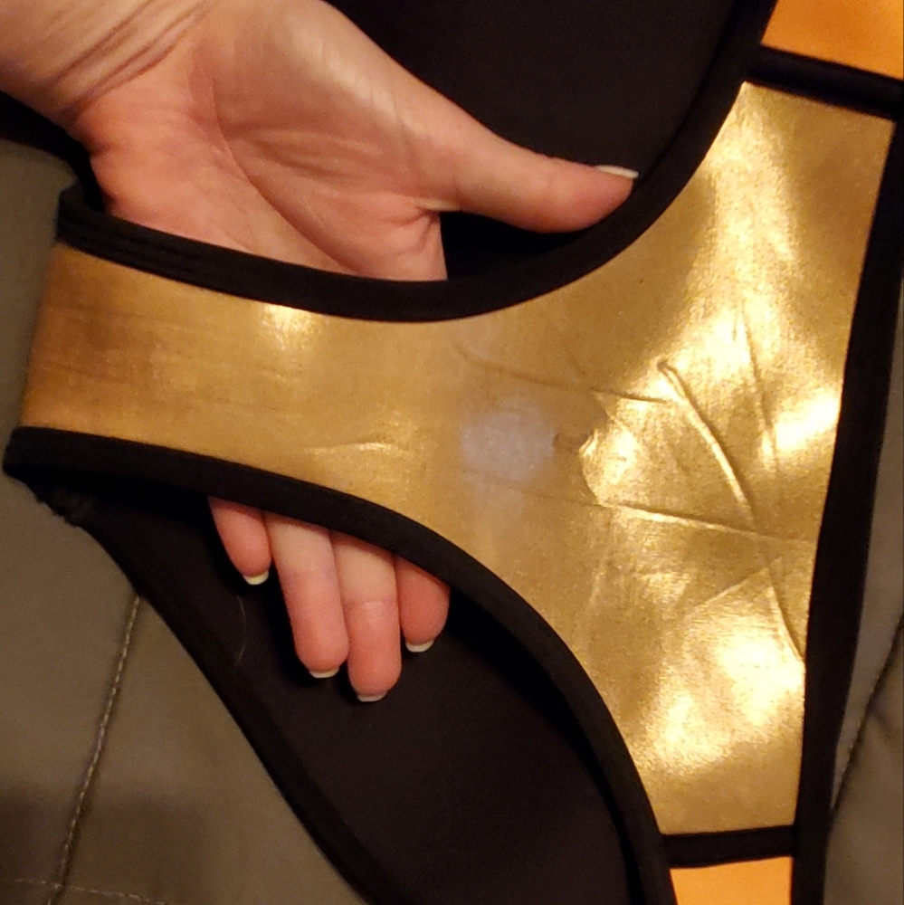 Orange And Metallic Bronze Triangl Bikini - image 5